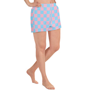 Pink and Blue Checkered Short Shorts